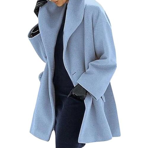 Doudoune femme hiver 2020 Women Shawl Collar Fleece Coat Elegant Blend Coats Long Coat Outerwear Jackets mujer chaqueta