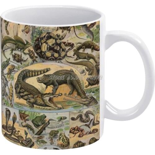Illustrations For Le Larousse Pour Reptiles Coffee Mugs 330ml Creative Travel Mug and Cup Office Drinkware Mugs Tazza Millot