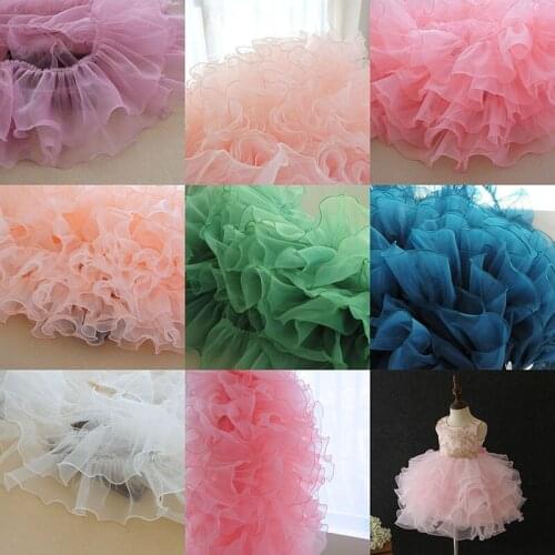1Meter Long 15CM/20CM Wide Multi Color Organza Ruffle Lace Trim Decoration Romantic Lace for Baby Skirt Doll Dress Fabric