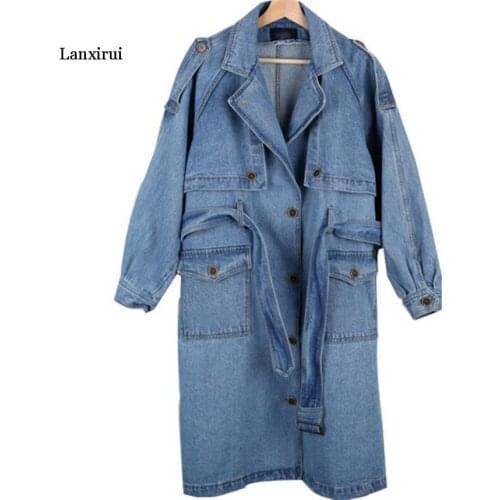 Lanxirui Women's Denim Trench Coats