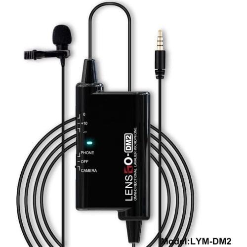 LENSGO LYM-DM2 Professional Audio Video Record Wired Lavalier Lapel Microphone Clip On Mic For Cell Phone Camera DSLR