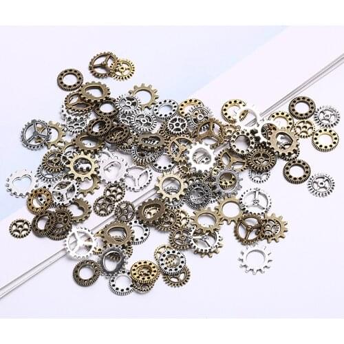 100Pcs Antique Steampunk Mini Wheel Gear Charms Pendant DIY Jewelry Making Craft