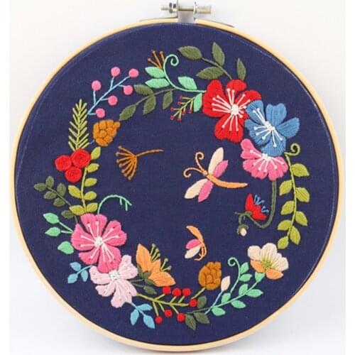 Circle Embroidery Kits DIY Art Sewing Craft Plant Series Cross Stitch Handcraft Home Hanging Painting Decor for Beginner