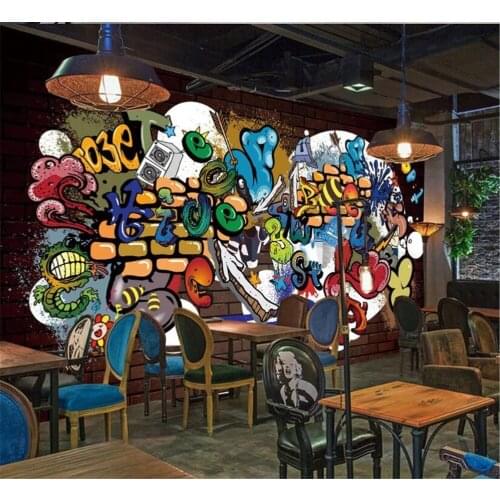 Bacal wall custom 3D printing wallpaper mural European modern cool graffiti decorative painting bar room background wall decor