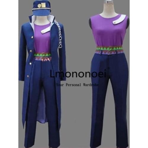 Lmononoei JoJos Bizarre Adventure Kujo Jotaro Costume Cosplay full set Coat,shirt,pants,hat,belt,chain