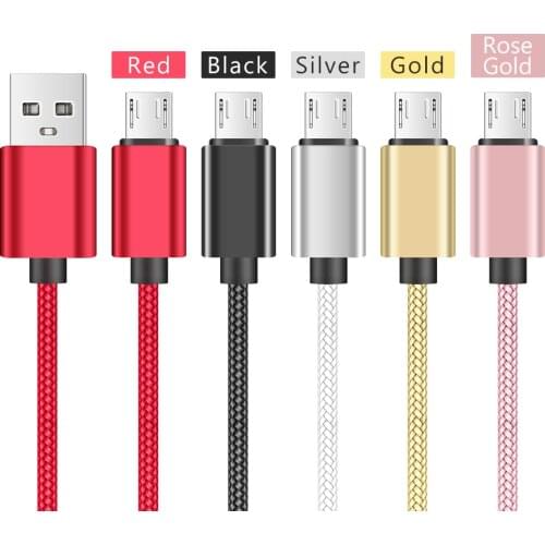 Nylon Braided Micro USB Cable Data Sync USB Charger Cable For Samsung Huawei Xiaomi Phone 27CM 1M 2M 3M Fast Charging Cables