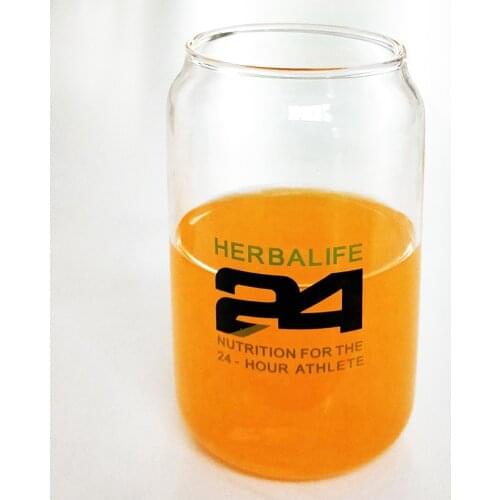 New Arrival Ins 6PCS 350ml/400ml Transparent 24Hour Clover Herbalife Nutrition Wholesale Glass Coffee Beer Mug Tea Coke Cup