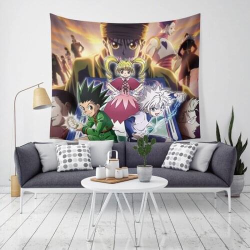 Kawaii Hunter X Hunter Anime Pattern Funny Cartoon Blanket Tapestry Sisoqiya Printed Rectangular Home Decor Wall Hanging Style