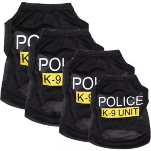 Police Suit Cosplay Dog Clothes Black Elastic Vest Puppy T-Shirt Coat Accessories Apparel Costumes Pet Clothes For Dogs Cats