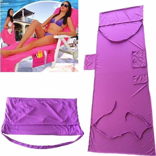 210*75cm Holiday Beach Lounge Chair Cover Towel Summer Cool Bed Garden Beach Towels Sunbath Lounger Chair Mat With Large Pocket