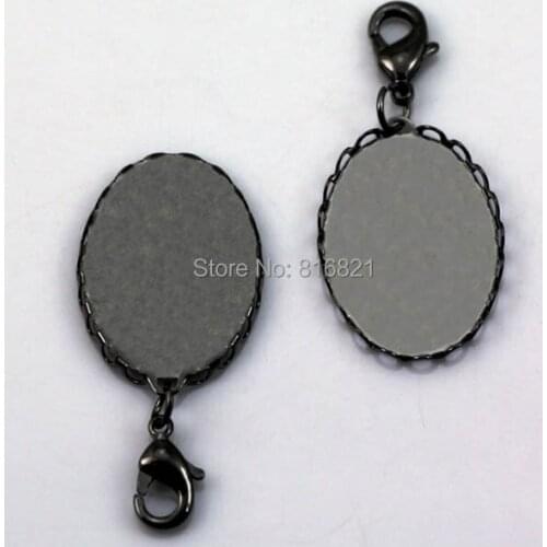 Blank Oval Lace Bezel with a Loop Lobster Clasps Pendant Resin Cabochons Bases Connectors Settings DIY Jewelry Findings Supplies