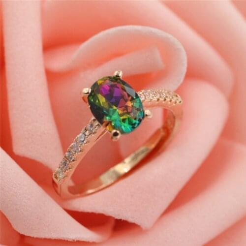 Adjustable size Engagement Wedding Rings Cubic Zirconia Rose CZ Stone Ring Jewelry Gift For Women anel Wholesale C06