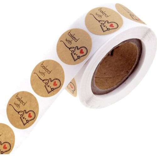 500PCS / roll Christmas gift Tags Happy Holidays Baked with Love Stickers wedding decoration lables Christmas Stickers