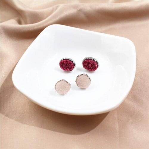 New Fashion Sweet Irregular Blinding Shaped Stud Earrings Charming Pink Rose Red Earrings Jewelry Accessory Party Gift for Women