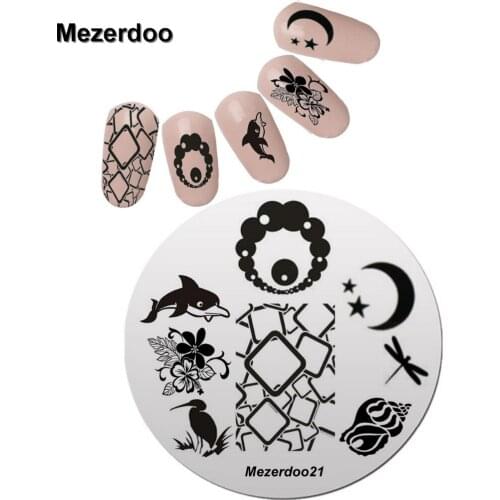Grid Nail Art Stamp Template 3D Dolphin Moon Star Pattern Polish Printing Stamping Plates Beauty Stencils for Nails