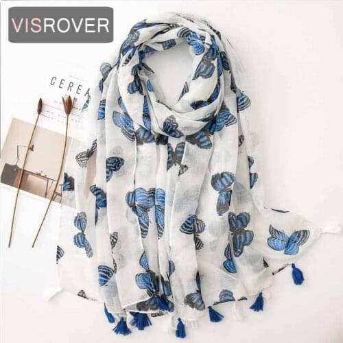 Colorful Beach scarf luxury brand viscose big scarf hijab butterfly printing scarf hair womens scarfs fashionable spring