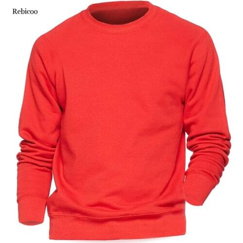 Solid color Sweatshirt Men Hoodie Crewneck Sweatshirts Winter Autumn Fleece Hoody Casual Gray Blue Red Black White Streetwear