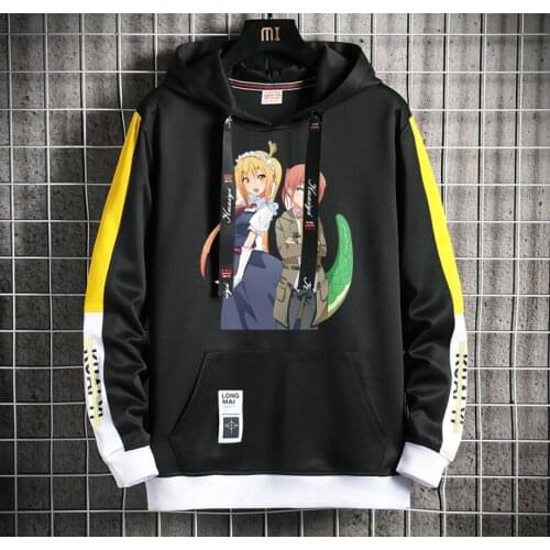 Anime Miss Kobayashis Dragon Maid Hoodie teenagers Popular Harajuku Hoodeds Streetwear Casual Fake Two-Piece jacket coat