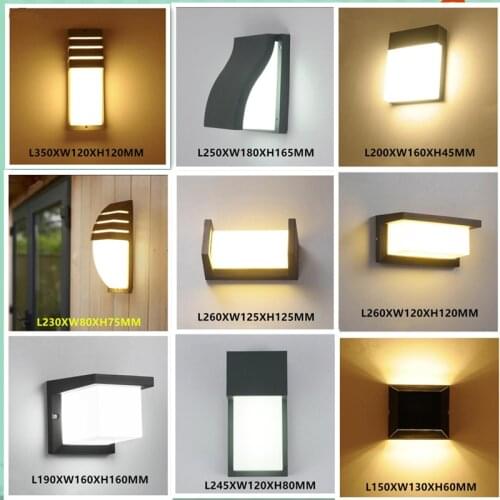 Outdoor LED Wall Light 10W 16W 18W 20W Waterproof IP65 Porch Courtyard Garden Outdoor Lighting Black/Gray Body Free Shipping