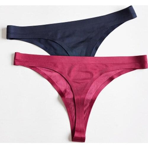 Ultra-thin Bikini Panties Sexy Thong Ice Silk Seamless G-string Underwear Women Low-Rise Lingerie Breathable Briefs