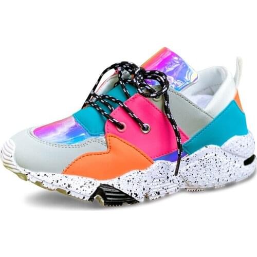 Large Size 43 Summer New Womens Flat Shoes Fashion Casual Shoes Womens Color Matching Sequined Platform Sneakers