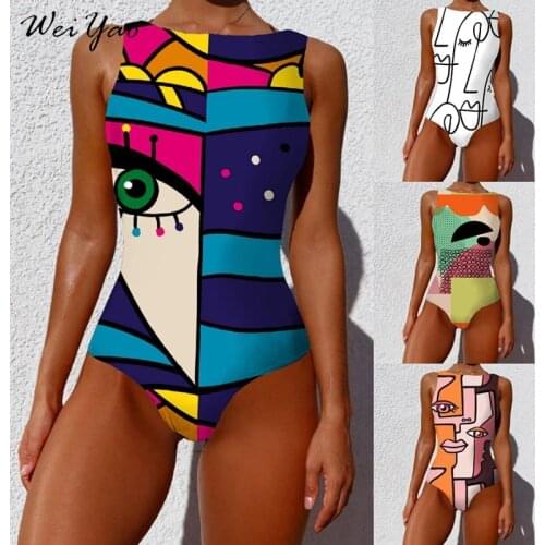 Women Swimwear Pop Art One Piece Swimsuit Female Monokini Swimming Suits Bathing Suits Print Swimsuits For Women Swimwear Beach