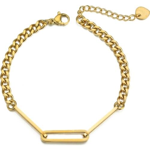 Stainless Steel Golden Bracelets Figaro Combination Chains Punk Simple Geometry Bangles Party Gifts Fashion Jewelry Accessories
