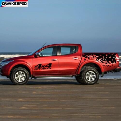 1 set Pickup Trunk Decor Sticker For Mitsubishi L200 Triton Sport Stripes OFF Road 4X4 Styling Car Tail Box Vinyl Decals