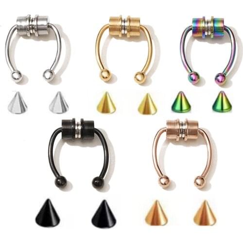 1pcs U Shaped Fake Nose Ring Hip Hoop Septum Rock Stainless Steel Magnet Nose Piercing Punk Piercing Body Jewelry Free shipping