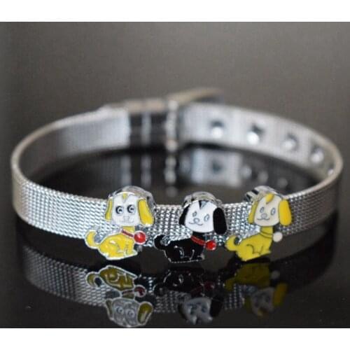 10PCS 8mm Alloy Colorful Bee Slide Charms Slide Beads DIY 8mm Bracelets Wristbands,Belt Straps Pet Name Collar