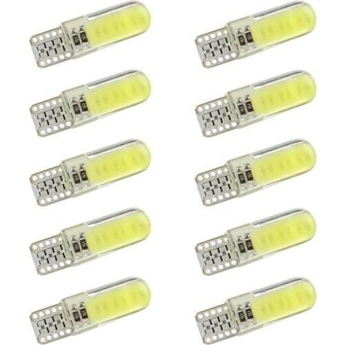 10PCS T10 W5W LED Car Interior Light 12V COB 194 501 Side Wedge Parking Bulb Silicone Auto Signal Lamp for Lada Car Styling