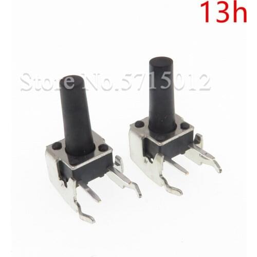 100pcs/lot 6*6*13mm Touch Switch With Bracket Tact Push Button Switch Right Angle With Stent 6x6x13