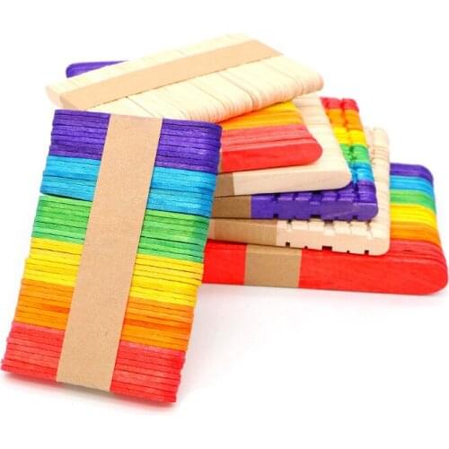 100Pcs/Lot Natural Wooden Sticks Silicone Ice Cream Molds for Popsicle Stick Baby DIY Hand Crafts Art Tools