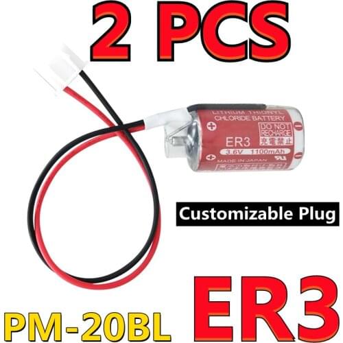2PCS New Genuine For Maxell ER3 3.6V 1100MAH Horned PLC Lithium Thionyl Chloride Battery With Connectors (Customizable Plug)
