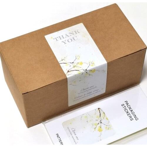 30Pcs Thank You Stickers With Leaves And Flowers Pattern Gift Products Packaging Decoration Sealing Labels For Small Busines