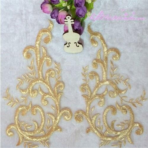 4Pairs 3Colour Net Gold Wedding Garments Hair Accessory Lace Applique Floral Motif Venise Venice Applique DIY Accessory 25X 15cm