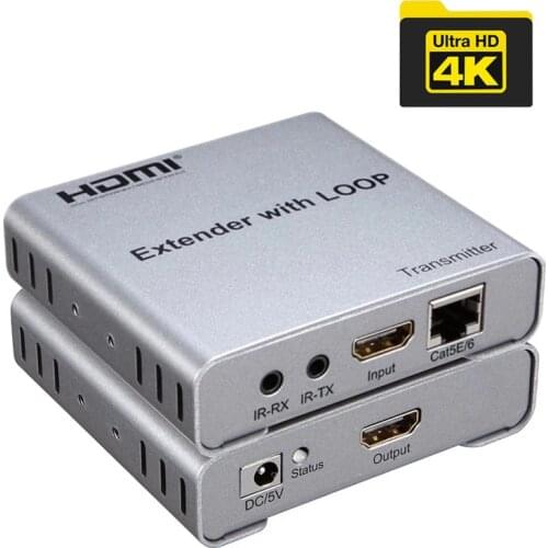 4K 100M HDMI Extender with Loop By CAT5E Cat 6 6e Cat6 RJ45 Ethernet Cable Transmitter Receiver hd 1080p Laptop PC To TV Monitor