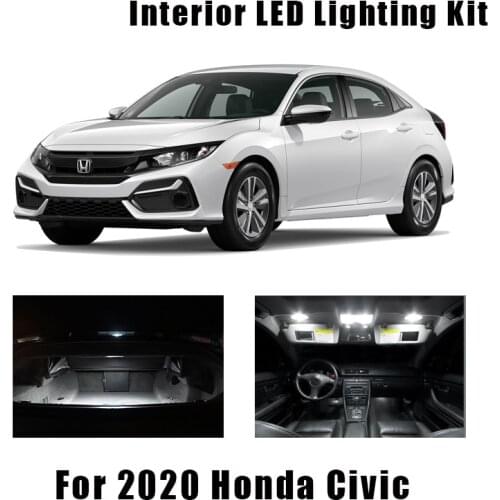 9 Bulbs White Canbus Error Free Interior Car LED Map Dome Roof Light Kit For 2020 Honda Civic Trunk Cargo Vanity Mirror Lamp