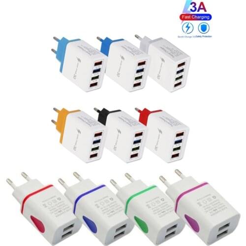 QC3.0 5V Phone Charger Adapter 4 2 USB Mobile Phone Charging For Iphone Huawei Xiaomi Samsung EU Wall Fast Charger Adapter 5Volt
