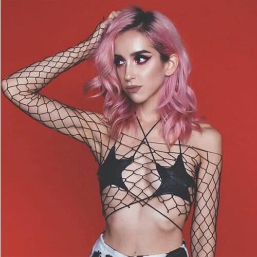 Gothic Black String Pentagram Lace Up Micro Bikini Top Hollow Out Backless Swim Top Summer Vacation Sexy Punk Women Swimwear