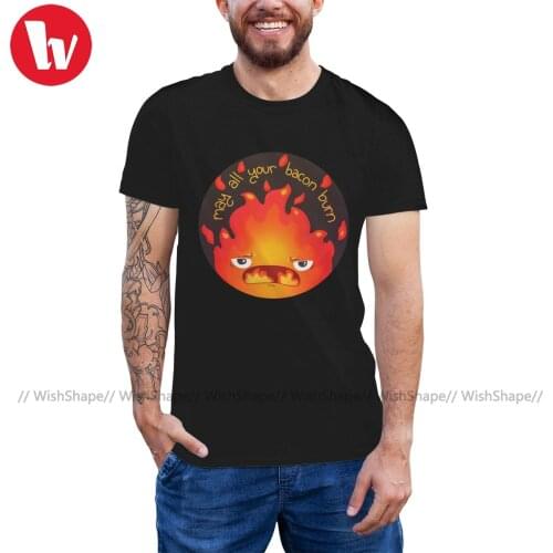 Calcifer T Shirt Calcifer 6 T-Shirt Men Cotton Tee Shirt Cute Graphic Short Sleeves Plus size Classic Tshirt