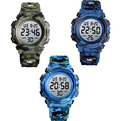 Brand Kids Digital Outdoor Sports Watch 50M Waterproof LED Wrist Watch With Colorful Backlight For Children Girls Boys