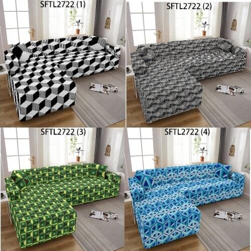 Geometric stripes sofa covers Elastic sofa cover Cushion cover Puff seat Sofa chaise cover lounge corner sofa cover Sofa cover