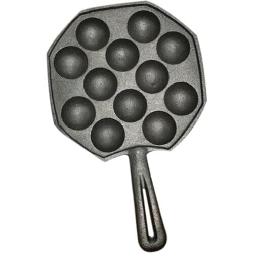 12 Hole Cast Iron Bakeware Octopus Grill Plate Uncoated Non-Stick Pot Egg Fish Ball Cake Mold