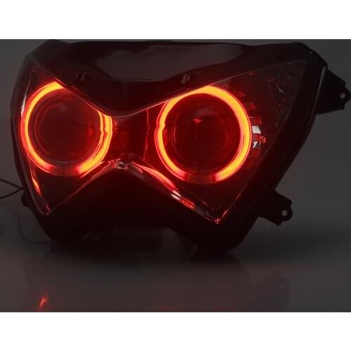 For Kawasaki Z800 Z250 Z300 13-16 Motorcycle HID Xenon Projector Conversion Headlight Assembly LED Red Angel Eyes Head Lamp