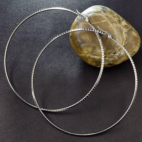 Dolaime trendy simple 100mm large hoop earrings silver color basketball brincos big loop stainless steel women earring Pendiente