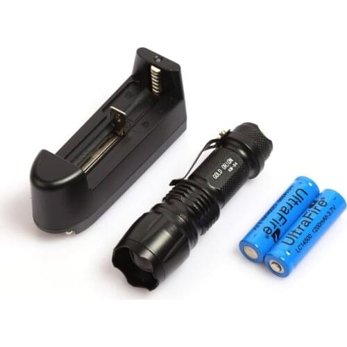 Gold Orion Km-84 rechargeable Zoomlu Metal Flashlight Belt Clip-On