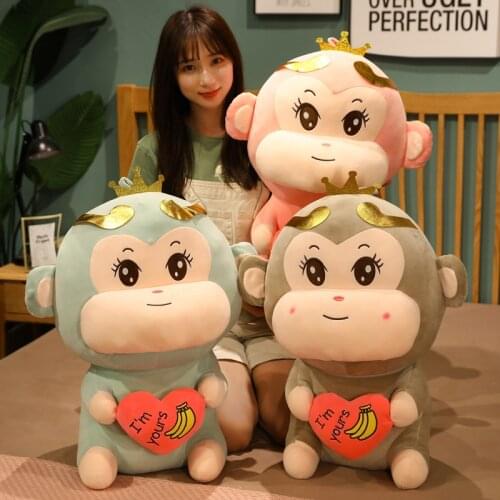 Nice 23-60CM Cute Cartoon Love Heart Money Plush Toys 3 Colors Stuffed Lovely Monkey Animal Doll for Kids Girls Valentine Gifts