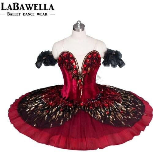 Swan Ballerina Tutu Classic Adult Kids Red Flame bird Variation Competiton Red Black Bird Nutcracker Tutu BT9045A