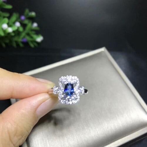 Natural sapphire ring 925 sterling silver ring ring Customizable fixed ports Exquisite jewelry. Send your girlfriend to your lov